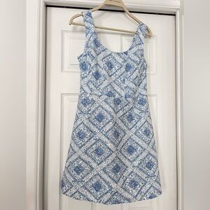 Blue and White Patterned Women's Dress